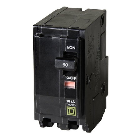 Square D Miniature Circuit Breaker, QO Series, 60A, 2 Pole, 120/240V AC, 10kA at 120/240V AC QO260C